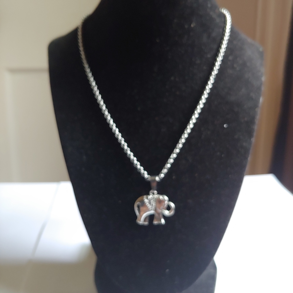 Stainless Steel " Good Luck " Elephant Charm Neckl